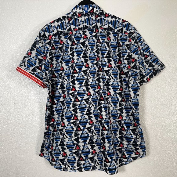 Robert Graham Tailored Fit Geometric Retro Pattern S/S Button Shirt Men's 3XL - Picture 6 of 9